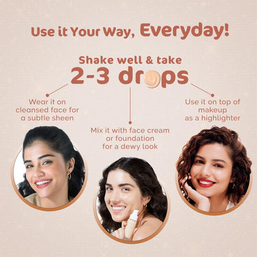 Mamaearth Hydra-Glow Illuminating Drops With Vitamin C & Hyaluronic Acid - 15Ml | All Skin Type Multi-Purpose Primer Drops |Light Moisturizes Skin | Gives Non-Greasy Dewy Finish